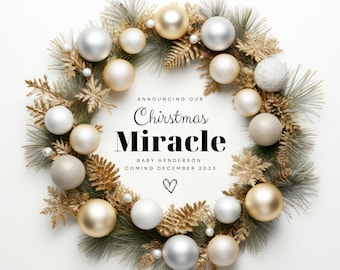 Christmas Digital Pregnancy Announcement | Social Media, Facebook, Instagram, Due in December | Gender-neutral