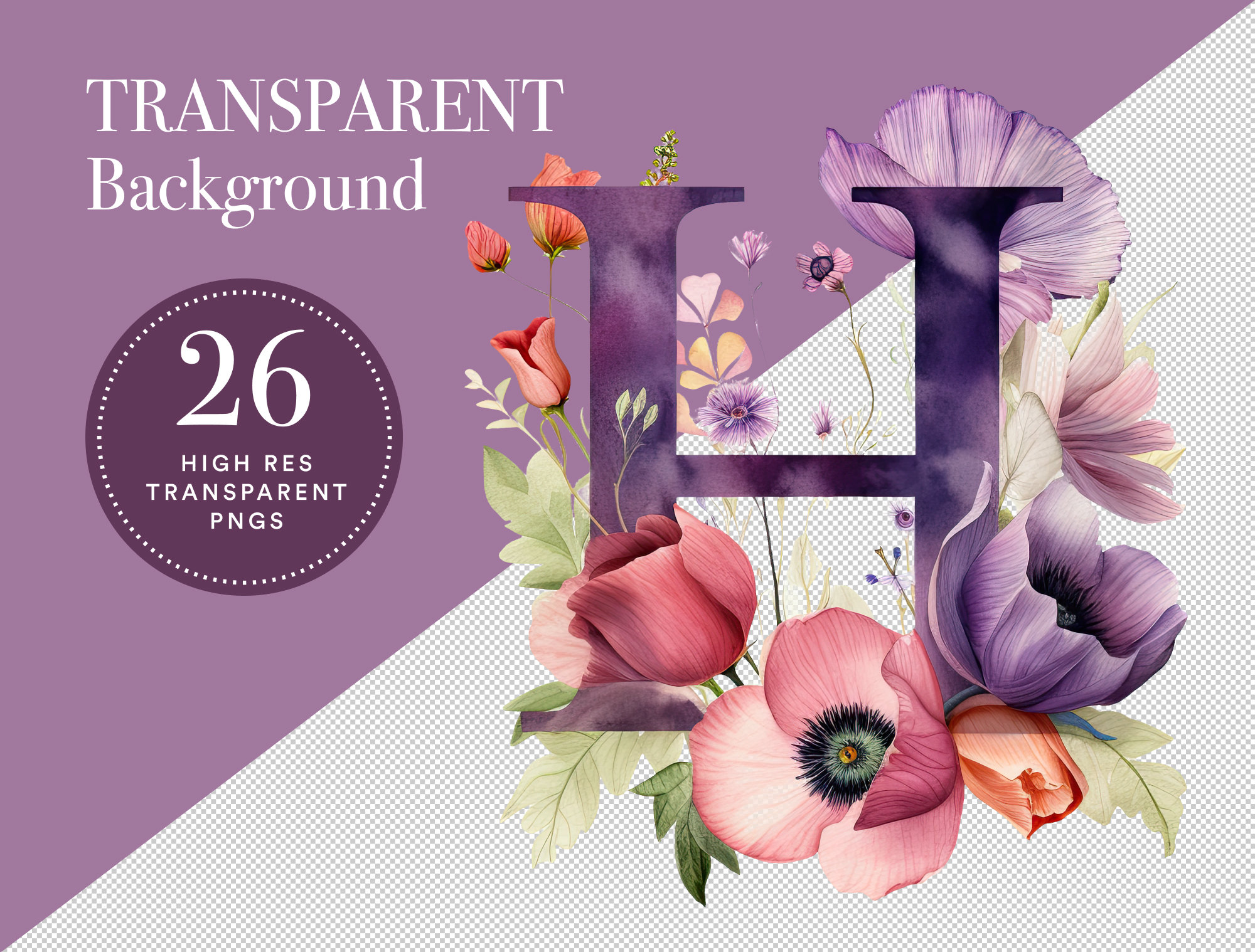 Floral Alphabet PNG Clipart Bundle | High Quality Letters Pngs | Floral ...
