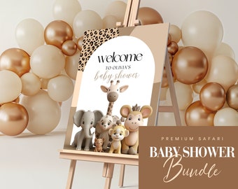 Safari Baby Shower Bundle, Editable Animal Baby Shower Pack, Jungle Baby Shower, Lion Giraffe Elephant Baby Shower Games, Gender neutral
