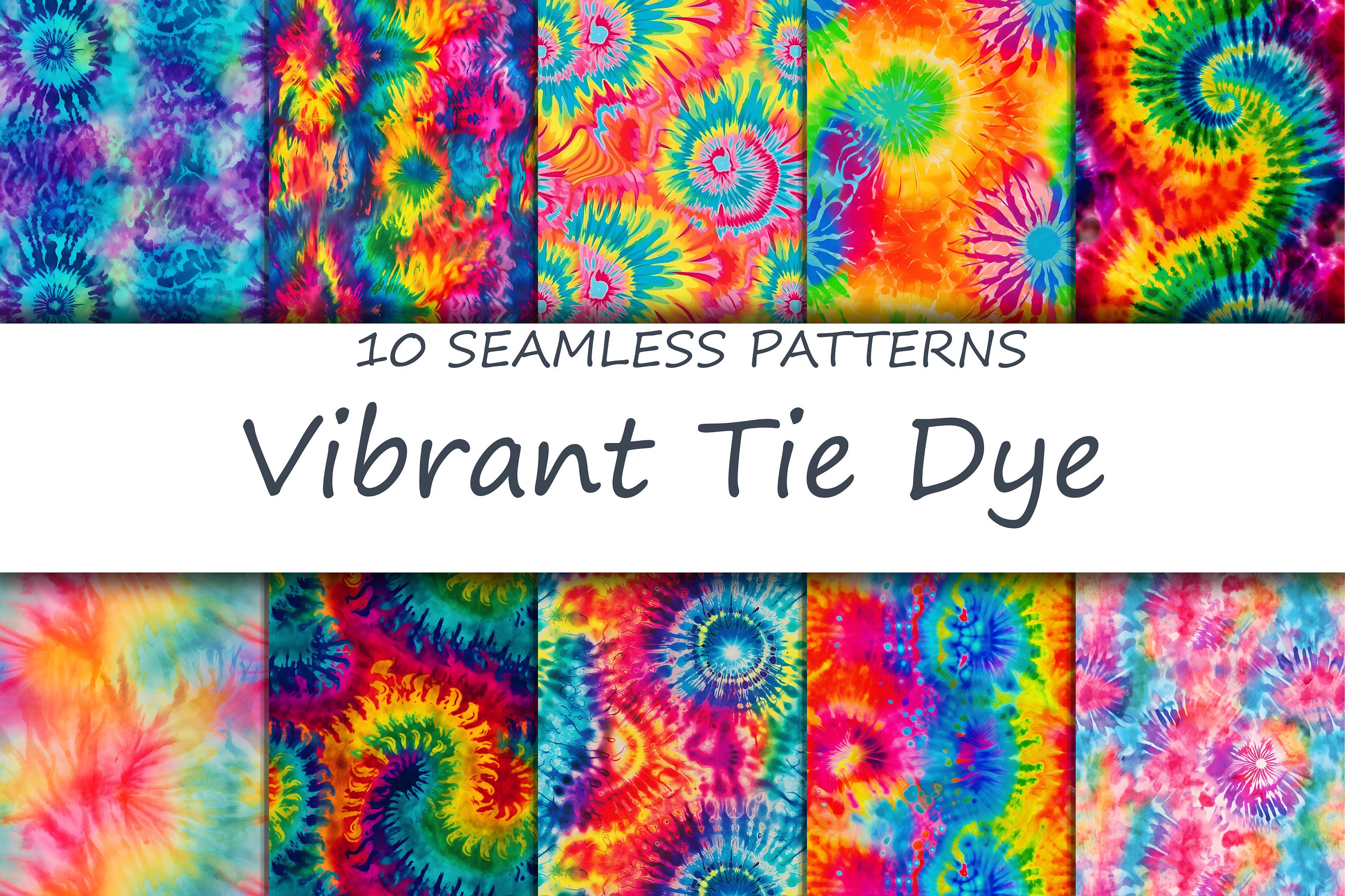 VIBRANT TIE DYE 10 Seamless Patterns, Tie Dye Pattern, Vibrant