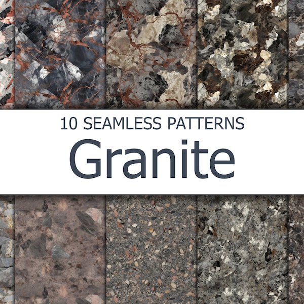 GRANITE | 10 Seamless Patterns, Stone Pattern, Fine Stone Wallpaper, Commercial Use, Instant Download, Digital Scrapbooking, JPG