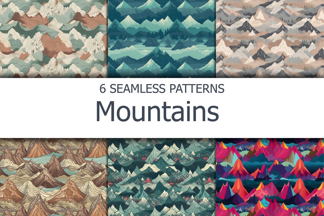 Mountainous Pattern MOUNTAINS 6 Seamless Patterns, Nature Pattern, Environment, TYPE ...