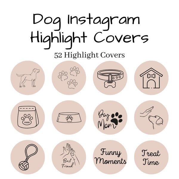 Hunde Instagram Highlight Cover, süße Hunde Icons, IG Story Icons, Hunde Highlight Grafiken, Instagram Highlights