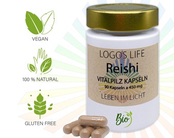 The Mushroom of Life | Reishi | 90 capsules each 450 mg | in high-quality glass container | Medicinal mushroom