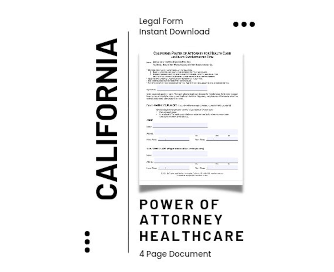 California Power of Attorney Healthcare Etsy
