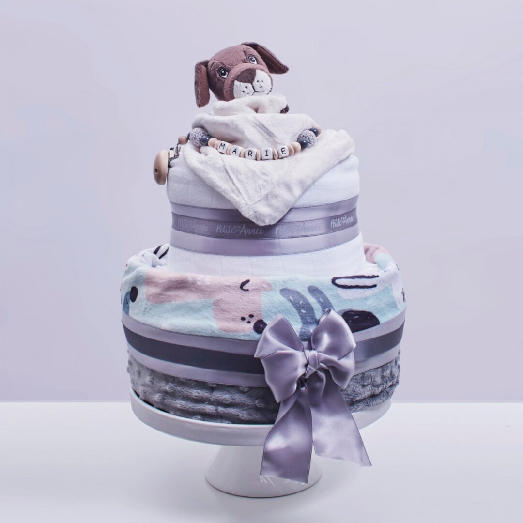 Personalized Diaper Cake Dog Diaper Cake Pacifier Chain Etsy