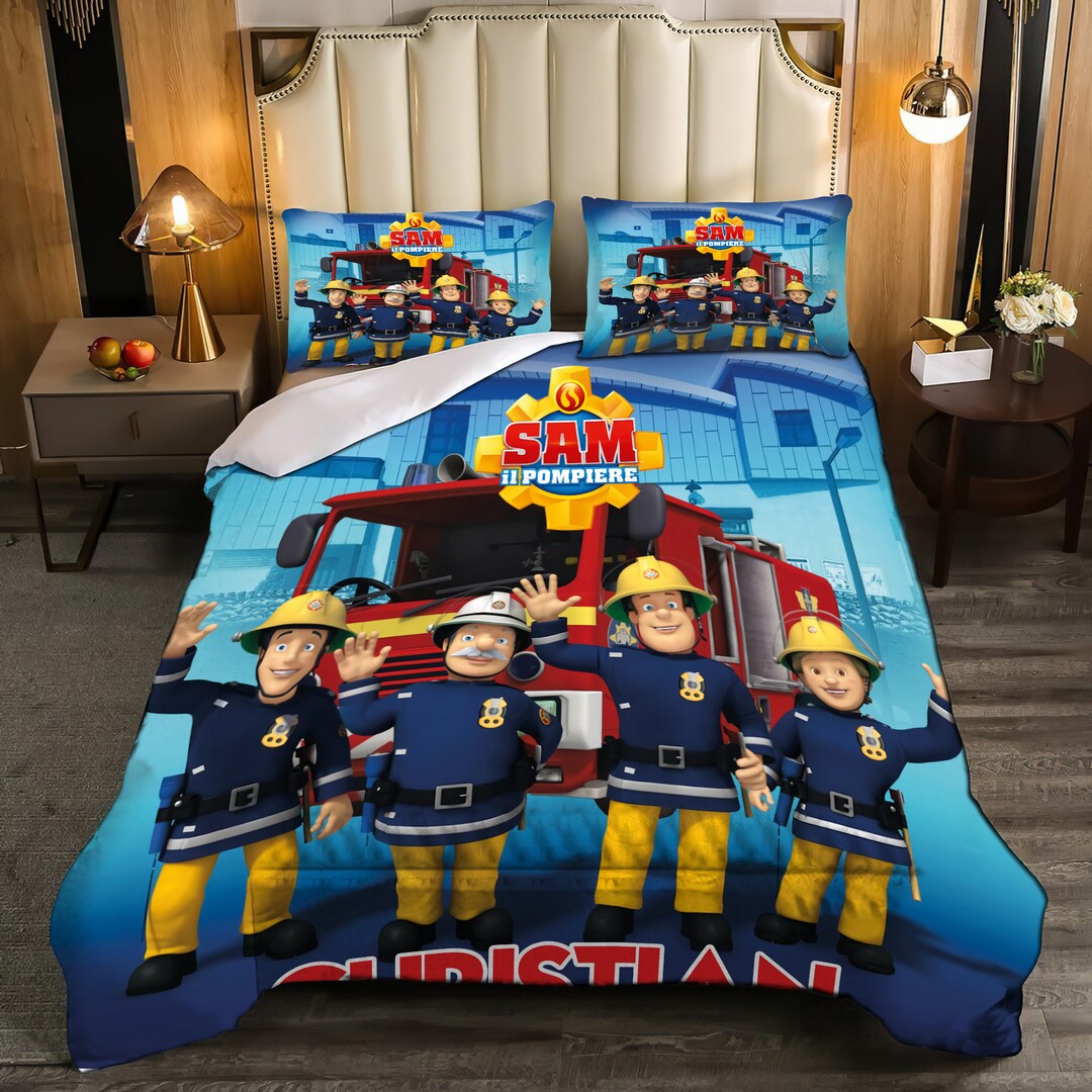 Fireman Sam Bedding Set Fireman Sam Quilt Bed Set Fireman Etsy