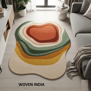 Tappeto in lana annodato a mano: forma irregolare, design moderno