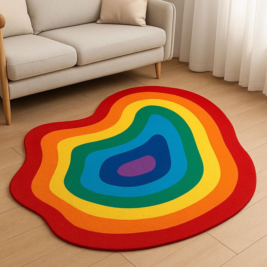 Vibrant Rainbow Rug - Unique Abstract Design for Modern Homes - Etsy
