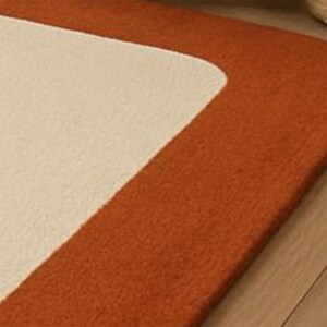 White & Rust Handmade Tufted Rug Crafted From 100% Fine Wool for ...