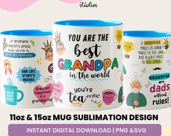 Taza "Abuelo", diseño de sublimación para el Día del Padre (descarga digital)