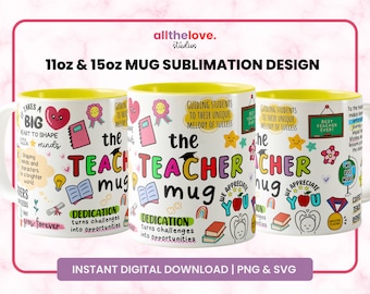 Teacher Affirmation Mug Design: Thank You Gift (PNG, JPG, SVG Digital Download)