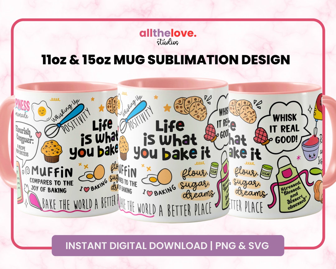 Baking Mug Wrap, Baking Cup, Mug Sublimation Wrap, Coffee Mug, Baking