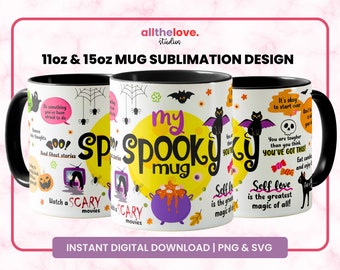 Spooky Halloween Mug Sublimation Design (PNG, SVG)
