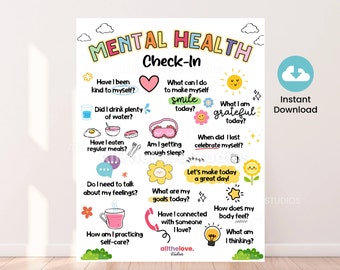 Mental Health Check-In Poster: Therapy Office Decor (Digital Download)