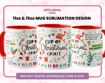 Tazza di Natale con design a sublimazione: amore per se stessi, positività (download digitale)