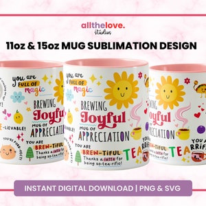 Tasse der Wertschätzung, danke Geschenk, Affirmation Becher, Positivität Design, motivierende Tasse, Kaffeetasse, sofortiger Download, SVG PNG
