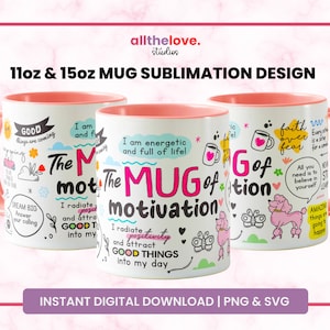 Tazza della motivazione, Design 02 / Tazza da 11 oz con stampa a sublimazione, Tazza con affermazione, Tazza da caffè, Regalo per positività e incoraggiamento