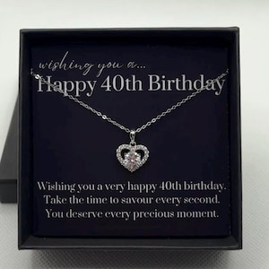 Collar de 40 cumpleaños personalizado, collar de plata con circonita cúbica, regalo de cumpleaños para su novia, esposa, amiga, madre, hija