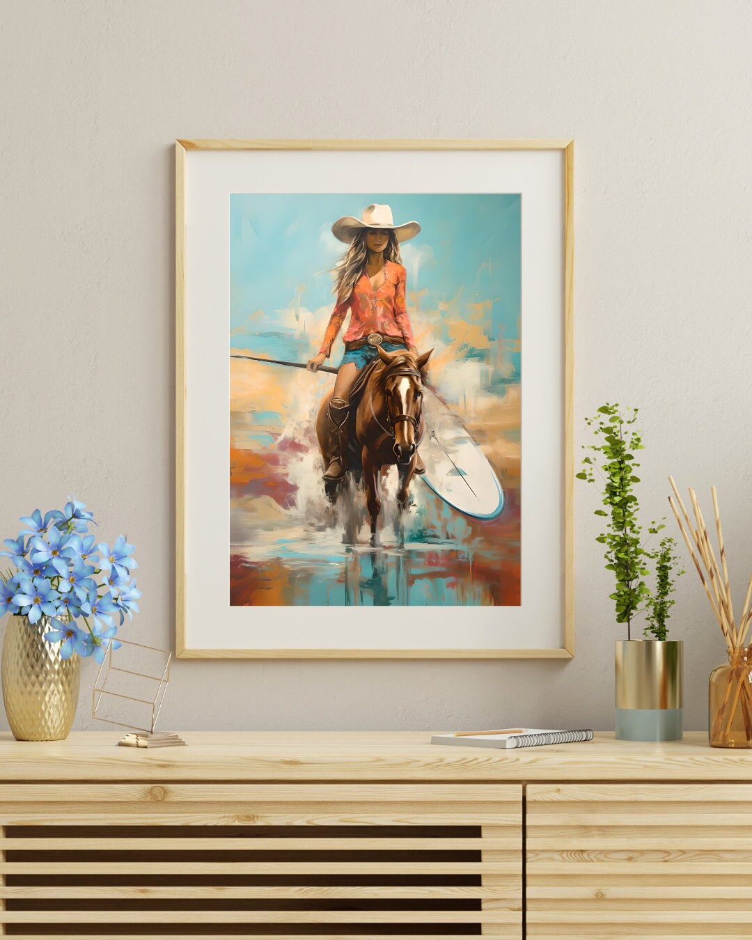 Coastal Cowgirl Wall Art Horse Decor, Cowgirl Art Wall Surfer Cowgirl ...