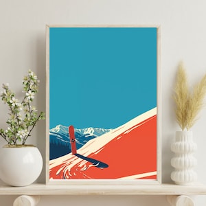 Póster de snowboard / Decoración de pared de cabaña de esquí / Mujeres esquiadoras / Impresiones retro / Fotografía antigua / Descarga digital / Póster vintage / Arte de pared /