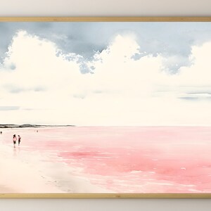 Coastal Wall Art | Aerial Beach Photography Print | Pink Beach Print | Coastal Prints | Coastal Decor | Digital Download | Beach Decor