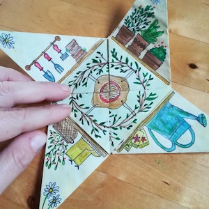 Puzzle-Geldbörse „Garden Love“ Victorian zum Ausdrucken, handbemaltes Aquarell