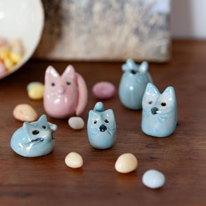 Animali in miniatura in ceramica, statuette di gatti scolpite, gabinetto delle curiosità, regalo per collezionisti di oggetti kawaii
