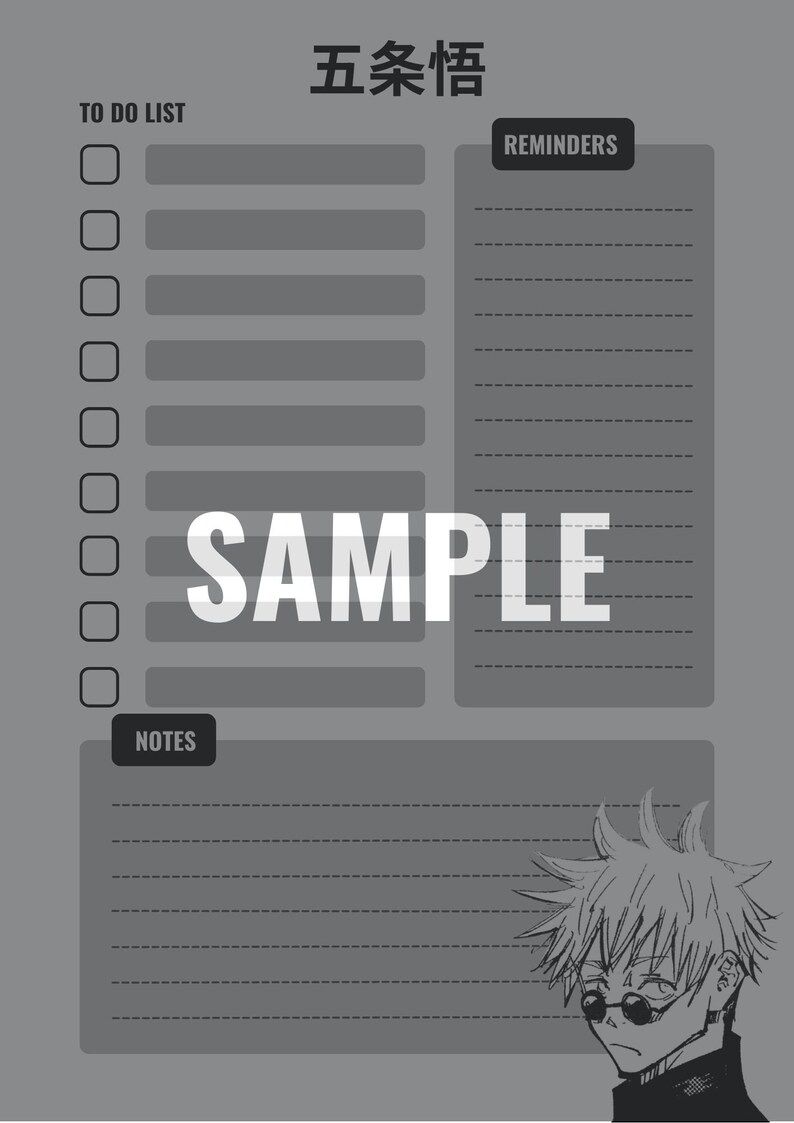 Jujutsu Kaisen JJK Daily to Do List black and White Printable - Etsy ...