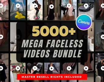 Paquete de más de 5000 videos estéticos sin rostro, marketing digital minimalista sin rostro, derechos de reventa MRR/PLR, bonificación de 300 Reels de Instagram DFY