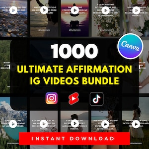Paquete de 1000 afirmaciones diarias para Instagram Reels | 20 nichos | Videos motivacionales, plantillas editables de Canva | TikTok, contenido de cortos de YouTube