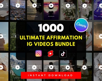 1000 Daily Affirmations Instagram Reels: Canva Templates (Digital Download)