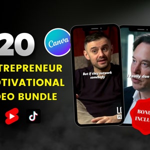 120 Entrepreneur Motivational Video Bundle I For Instagram Reels, Tiktok Videos, YouTube Shorts I Canva Editable Template I  l Video Content