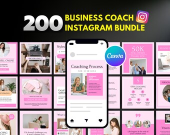 Business Coach Instagram Templates: 200 Canva Posts, Stories, Reels (PLR)