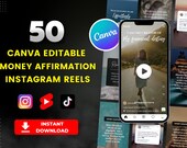 50 Money Affirmations Reels: Canva Templates for Instagram, TikTok (Digital Download)