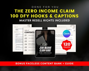 Zero Income Claim Guide | 100 DFY Reels w/ Hooks and Captions | Faceless Digital Marketing | Bonus Instagram Reels Guide, Videos | MRR & PLR