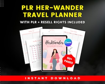 Modelo de Planejador de Viagens PLR: Canva Editável, A4 (Download Digital)