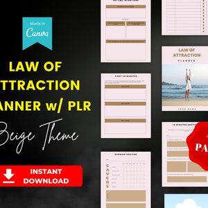 PLR Law of Attraction Planner I Printable Planner/Journal A4 Size I Canva Editable Planner Templates I PLR Digital Planner Product