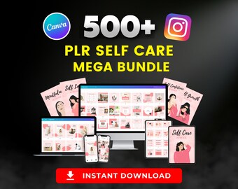 500+ Selfcare Canva Templates: Instagram Posts, Planner (PLR Bundle)
