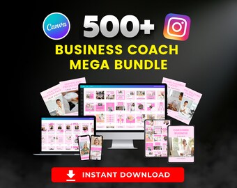 Business Coaching Canva Templates: 500+ Instagram Posts, Planner (PLR)