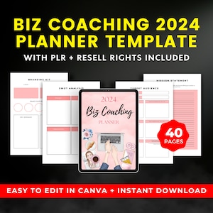 Modelo de planejador de negócios de coaching PLR l Planejador para impressão Carta dos EUA I Canva Modelo de planejador editável I Planejador PLR para treinador de negócios