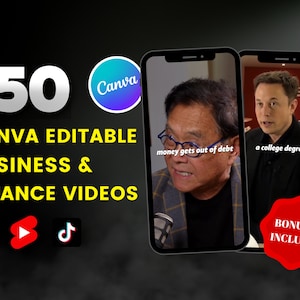 150 Business & Finance Motivational Videos Template I Editable in Canva I Instagram Reels, Tiktok Videos, YouTube Shorts l DFY Viral Content