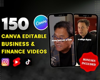 150 Business & Finance Motivational Videos Template I Editable in Canva I Instagram Reels, Tiktok Videos, YouTube Shorts l DFY Viral Content