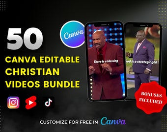 Canva編集可能なキリスト教系動画バンドル：モチベーションを高めるリール動画とTikTok動画（デジタルダウンロード）