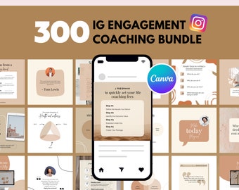 300 Instagram Engagement Post Templates: Canva Coaching Bundle (PLR)