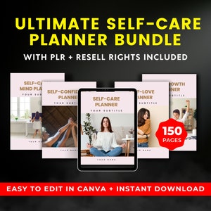 PLR Selfcare Planner Bundle l Package of 5 l PLR Planner Templates l Selfcare Printable Digital Planners l Self care plr Canva templates