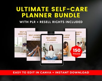 Self-Care Planner Bundle: Canva Templates with PLR (Digital Download)
