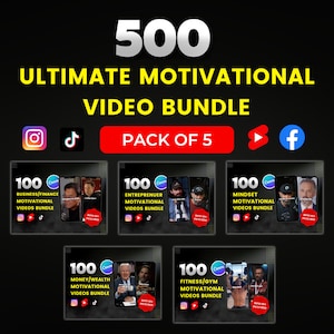 500 Ultimate Motivational Video Bundle l Pack of 5 I For Instagram Reels, Tiktok Videos, YouTube Shorts l DFY Viral Video Content