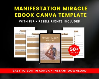 Manifestation Miracle Ebook Canva Template: 50-Page PLR Planner