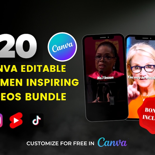 Paquete de 120 videos motivacionales editables para mujeres de Canva para Instagram, Facebook, TikTok, YouTube Shorts I Ladypreneurs, contenido de entrenadoras femeninas